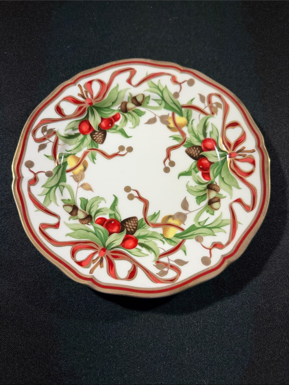 Tiffany & Co. Holiday Wreath Salad Plate in Red, Green, Gold